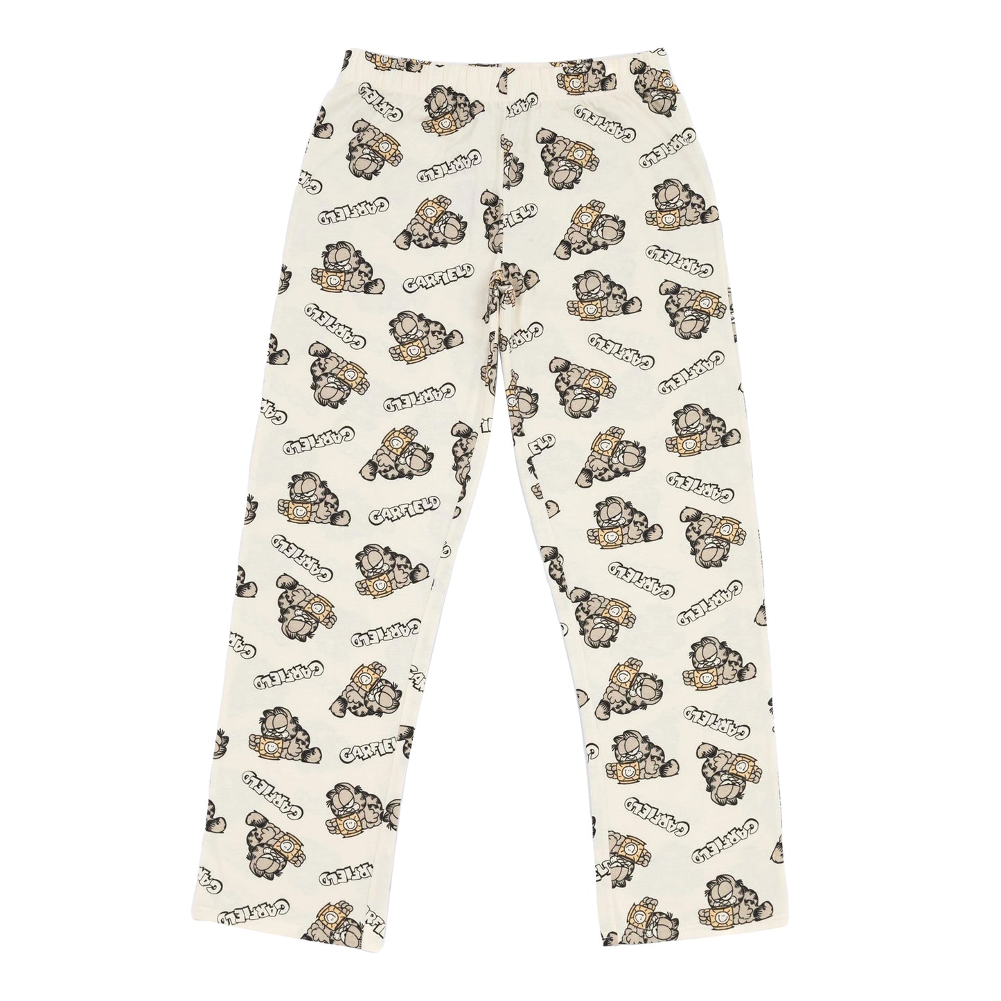 Green-Cream - Side - Garfield Womens-Ladies Coffee Long Pyjama Set