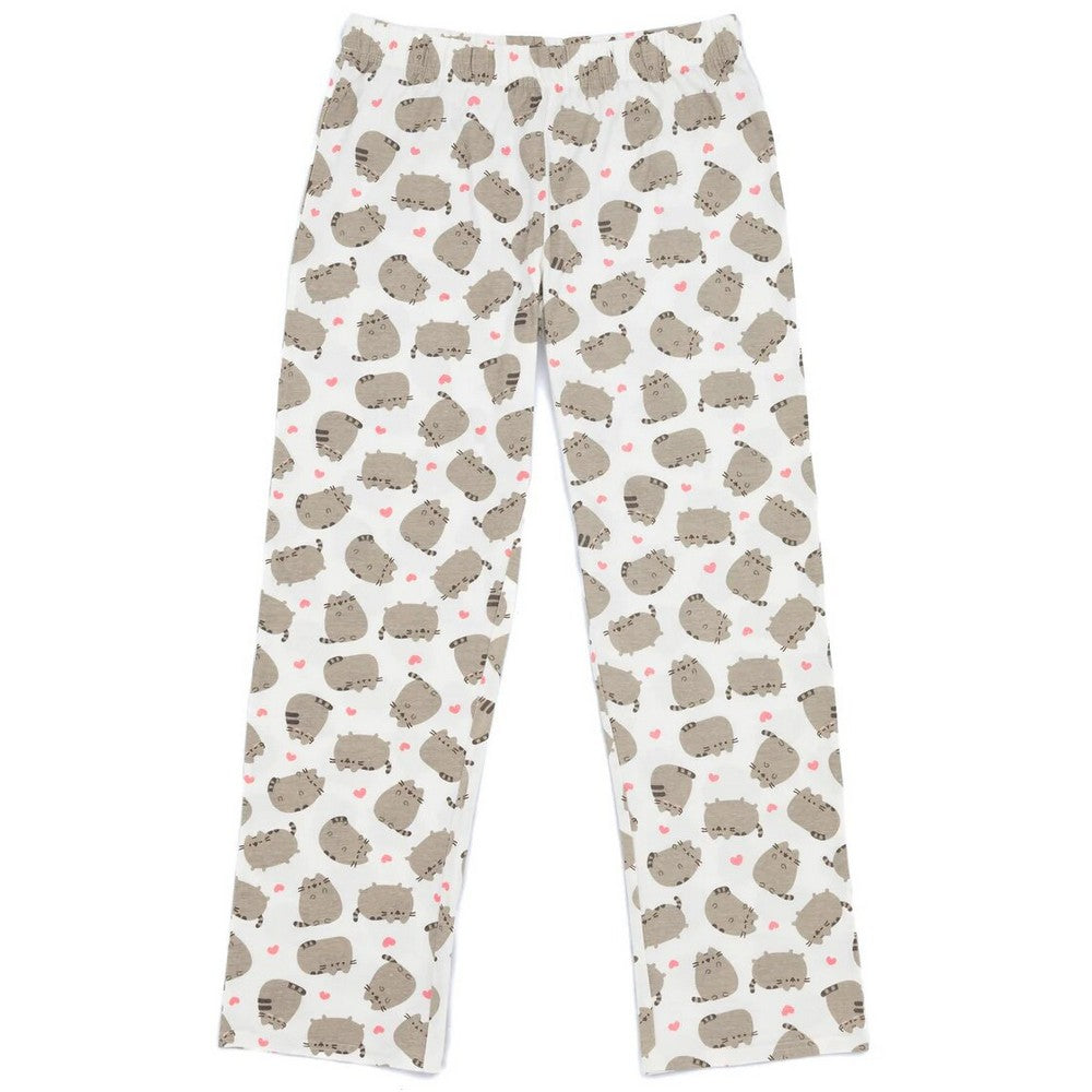 White-Grey - Lifestyle - Pusheen Womens-Ladies Nah Long Pyjama Set