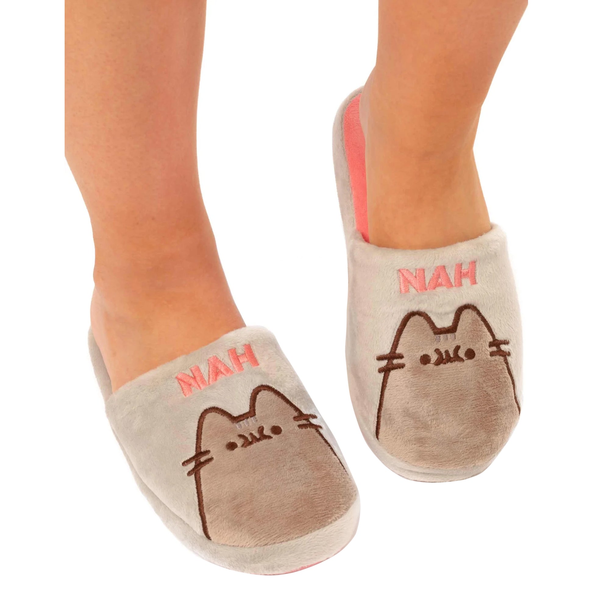 Grey-Pink-Brown - Side - Pusheen Womens-Ladies Nah Slippers
