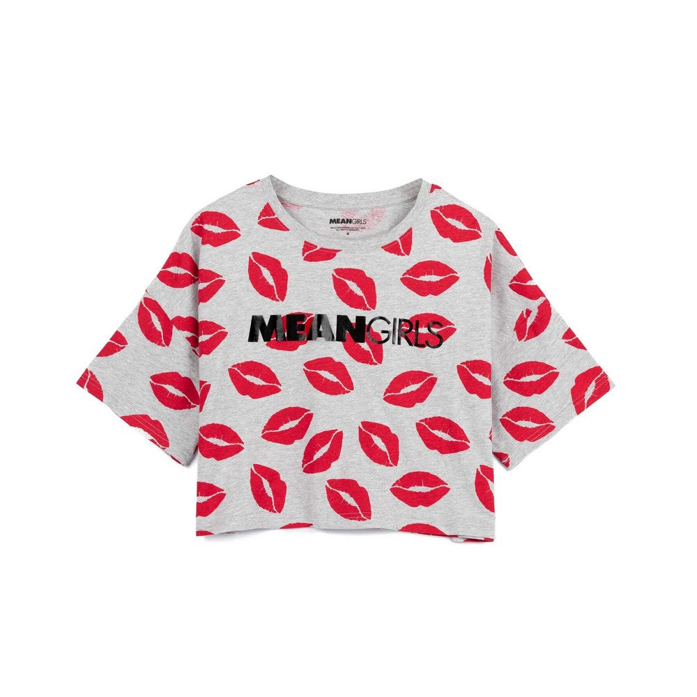 Grey-Red - Back - Mean Girls Womens-Ladies Lipstick Long Pyjama Set