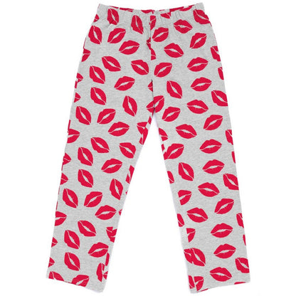 Grey-Red - Side - Mean Girls Womens-Ladies Lipstick Long Pyjama Set