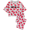 Grey-Red - Front - Mean Girls Womens-Ladies Lipstick Long Pyjama Set