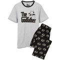 Grey-Black - Front - The Godfather Mens Logo Long Pyjama Set