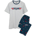 Grey-Blue - Front - Top Gun Mens Logo Long Pyjama Set