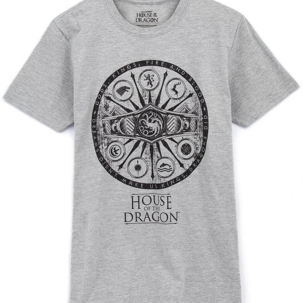 Grey-Black - Front - House Of The Dragon Mens Symbols Heather T-Shirt