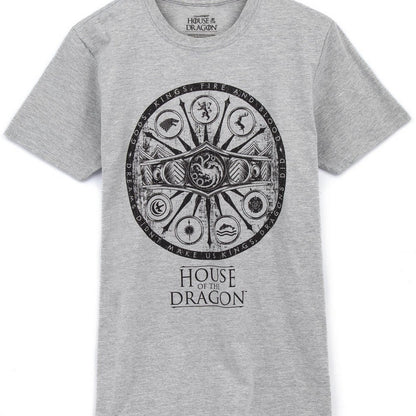 Grey-Black - Front - House Of The Dragon Mens Symbols Heather T-Shirt