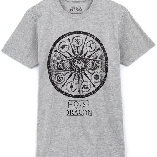 Grey-Black - Front - House Of The Dragon Mens Symbols Heather T-Shirt