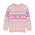 Pastel Pink - Front - Barbie Girls Fair Isle Jumper