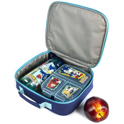 Blue-White - Side - Sonic The Hedgehog Gotta Go Fast Lunch Bag And Bottle