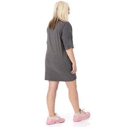 Grey - Back - Barbie Womens-Ladies Oversized T-Shirt Dress
