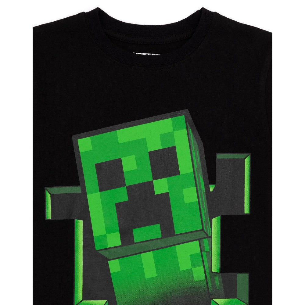 Black - Pack Shot - Minecraft Childrens-Kids Creeper Inside T-Shirt