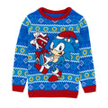 Sky Blue - Front - Sonic The Hedgehog Childrens-Kids Knitted Christmas Jumper