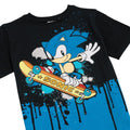 Black-Blue - Back - Sonic The Hedgehog Childrens-Kids Skateboard T-Shirt