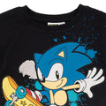 Black-Blue - Side - Sonic The Hedgehog Childrens-Kids Skateboard T-Shirt