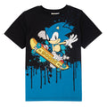 Black-Blue - Front - Sonic The Hedgehog Childrens-Kids Skateboard T-Shirt