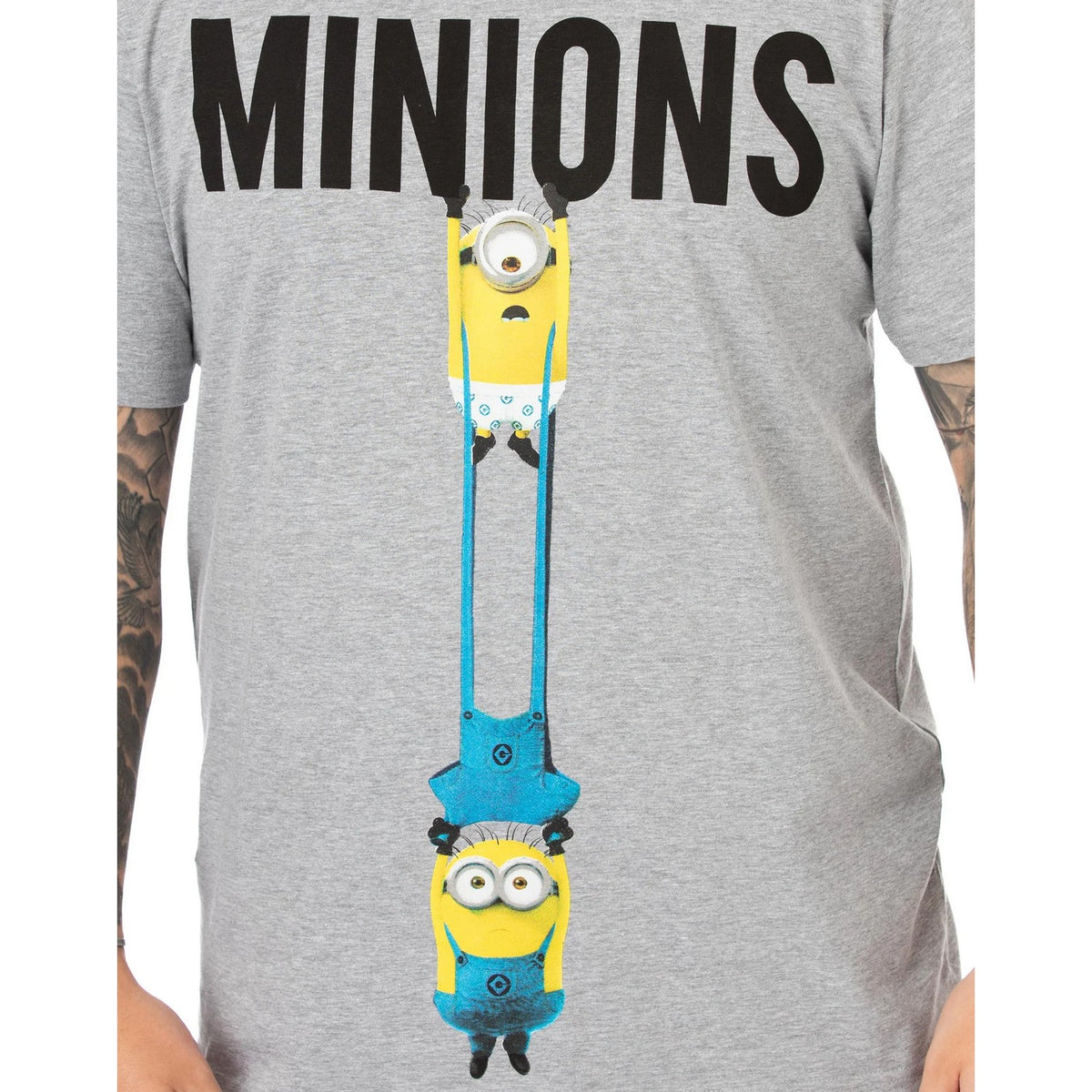 Light Grey-Dark Grey - Close up - Minions Mens Pyjama Set