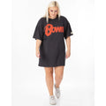 Black-Orange - Close up - David Bowie Womens-Ladies Oversized T-Shirt Dress