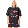 Charcoal Grey-Pink - Front - Pusheen Womens-Ladies Oversized T-Shirt Dress