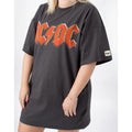 Black-Red - Side - AC-DC Womens-Ladies Oversized T-Shirt Dress