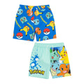 Light Blue-Vibrant Blue - Front - Pokemon Boys Swim Shorts (Pack of 2)