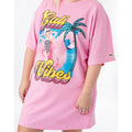 Pastel Pink - Side - Barbie Womens-Ladies Cali Vibes Oversized T-Shirt Dress