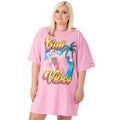 Pastel Pink - Front - Barbie Womens-Ladies Cali Vibes Oversized T-Shirt Dress