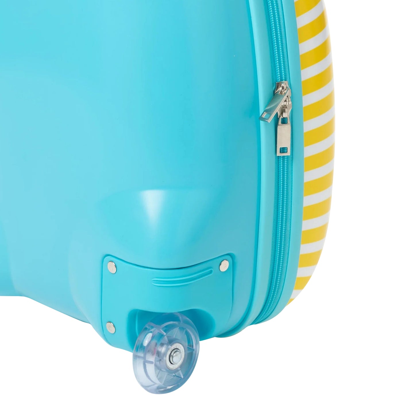 Blue-Yellow - Pack Shot - Baby Shark Childrens-Kids Striped 2 Wheeled Suitcase