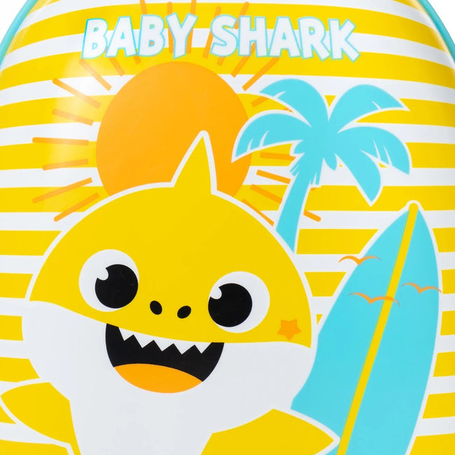 Blue-Yellow - Close up - Baby Shark Childrens-Kids Striped 2 Wheeled Suitcase