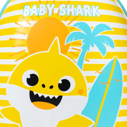 Blue-Yellow - Close up - Baby Shark Childrens-Kids Striped 2 Wheeled Suitcase