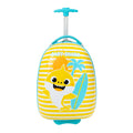 Blue-Yellow - Front - Baby Shark Childrens-Kids Striped 2 Wheeled Suitcase