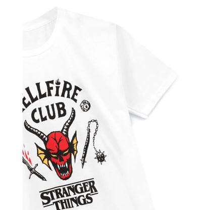 White-Black - Lifestyle - Stranger Things Childrens-Kids Hellfire Club T-Shirt