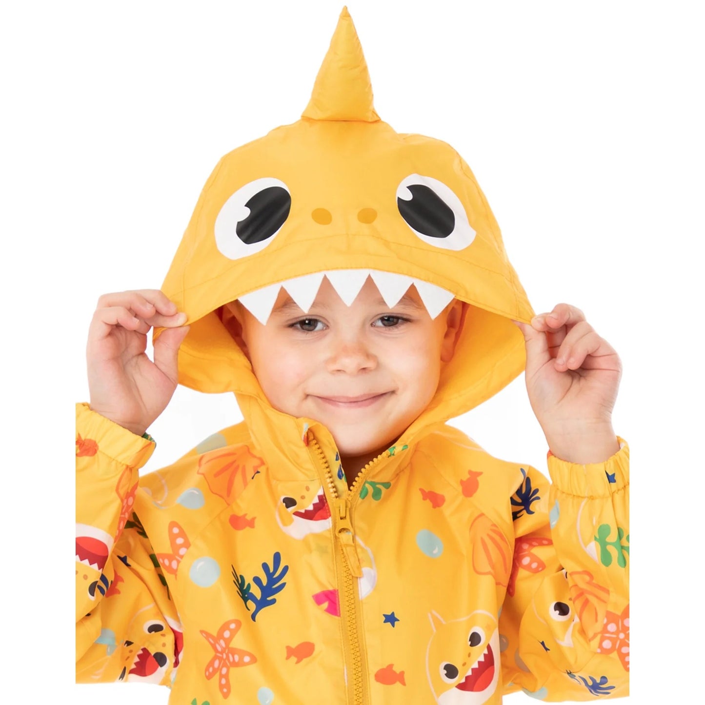 Yellow - Pack Shot - Baby Shark Childrens-Kids 3D Teeth Puddle Suit