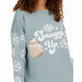 Mint Green-White - Side - Pusheen Womens-Ladies The Cat Pusheen Knitted Jumper