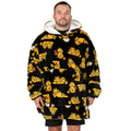 Black-Orange - Front - Garfield Unisex Adult Oversized Hoodie Blanket