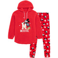 Red - Front - Mickey Mouse Womens-Ladies Borg Pyjama Set