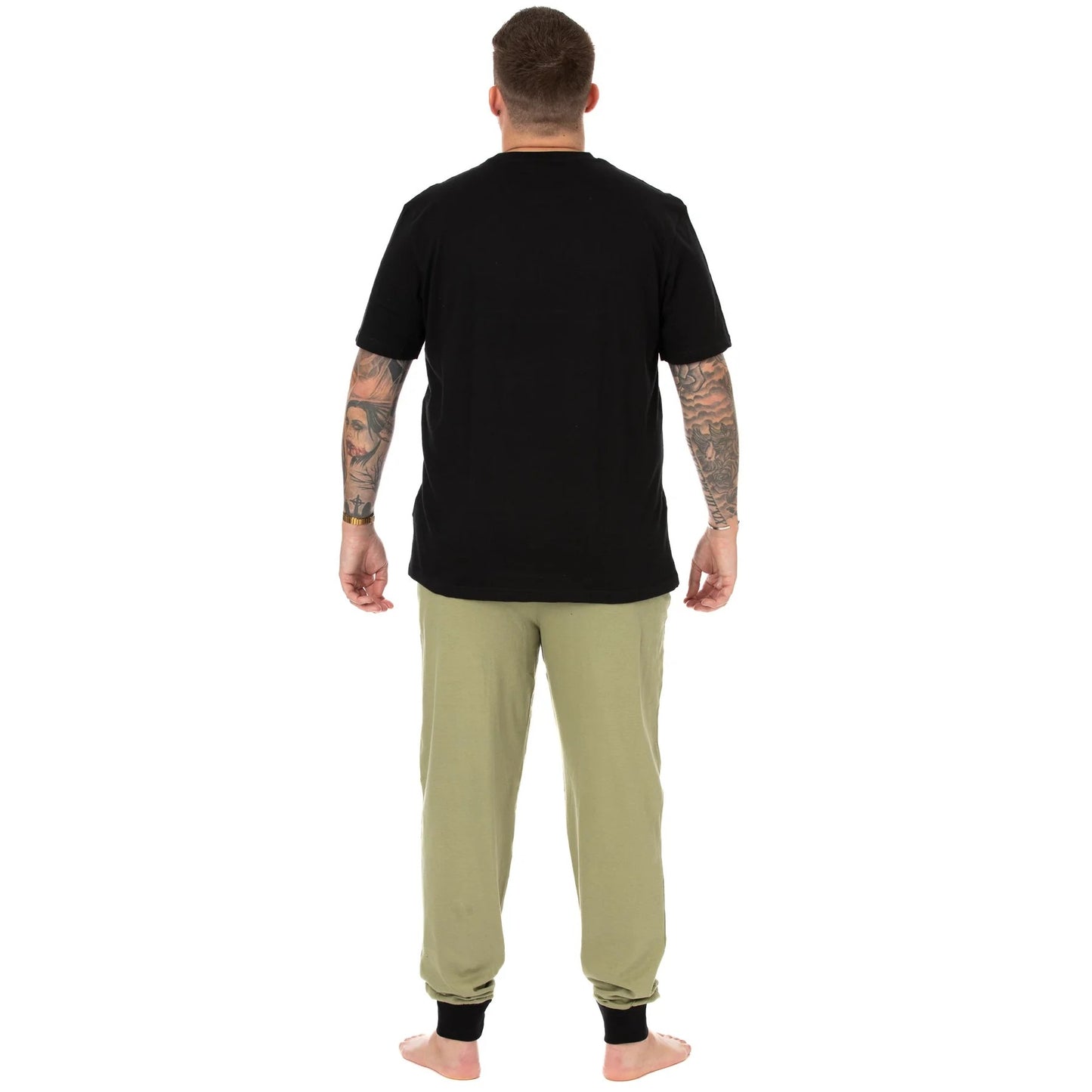 Black-Green - Back - Star Wars: The Mandalorian Mens Snack Time Long Pyjama Set