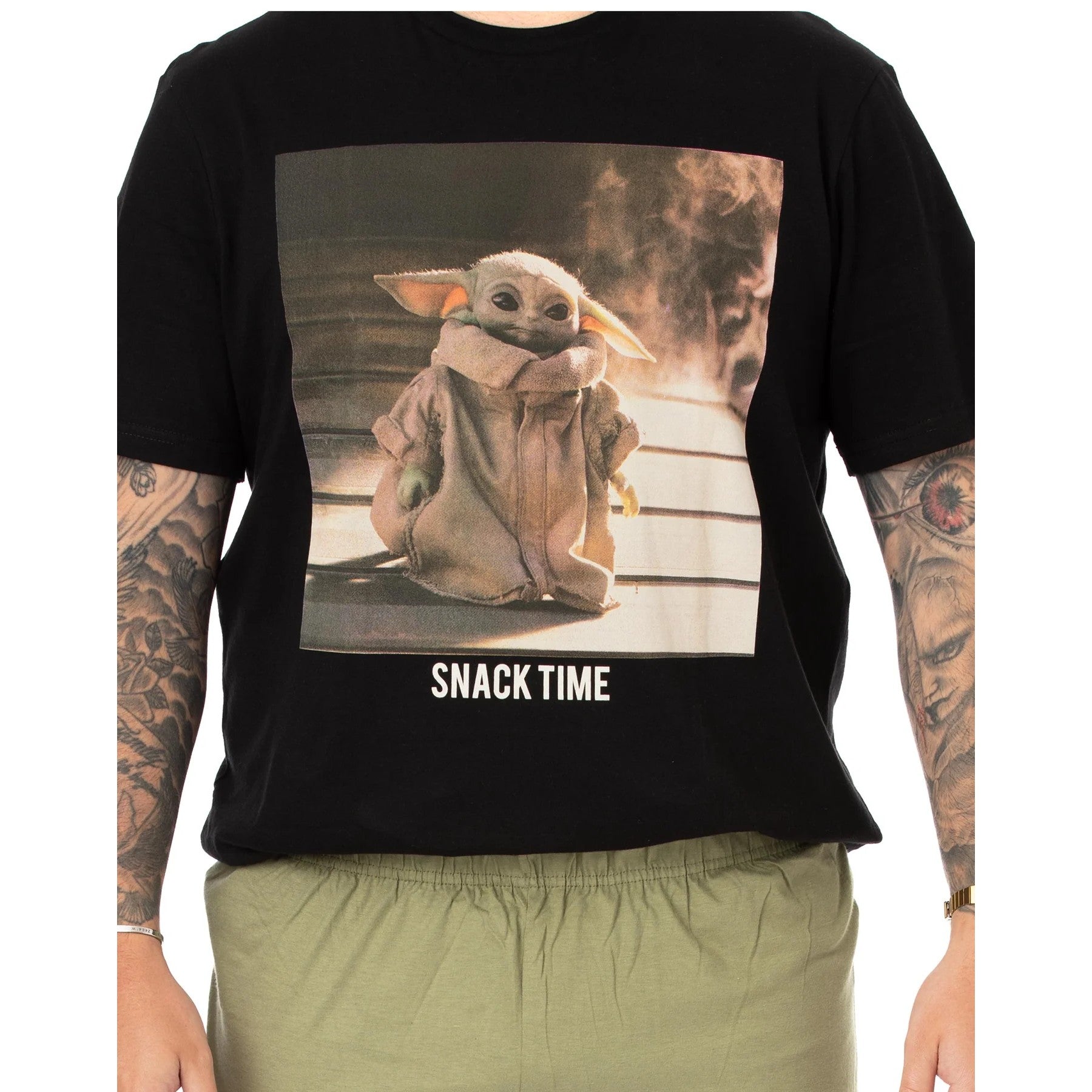 Black-Green - Lifestyle - Star Wars: The Mandalorian Mens Snack Time Long Pyjama Set