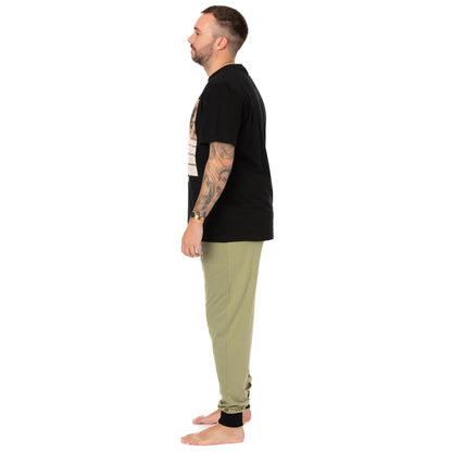 Black-Green - Close up - Star Wars: The Mandalorian Mens Snack Time Long Pyjama Set