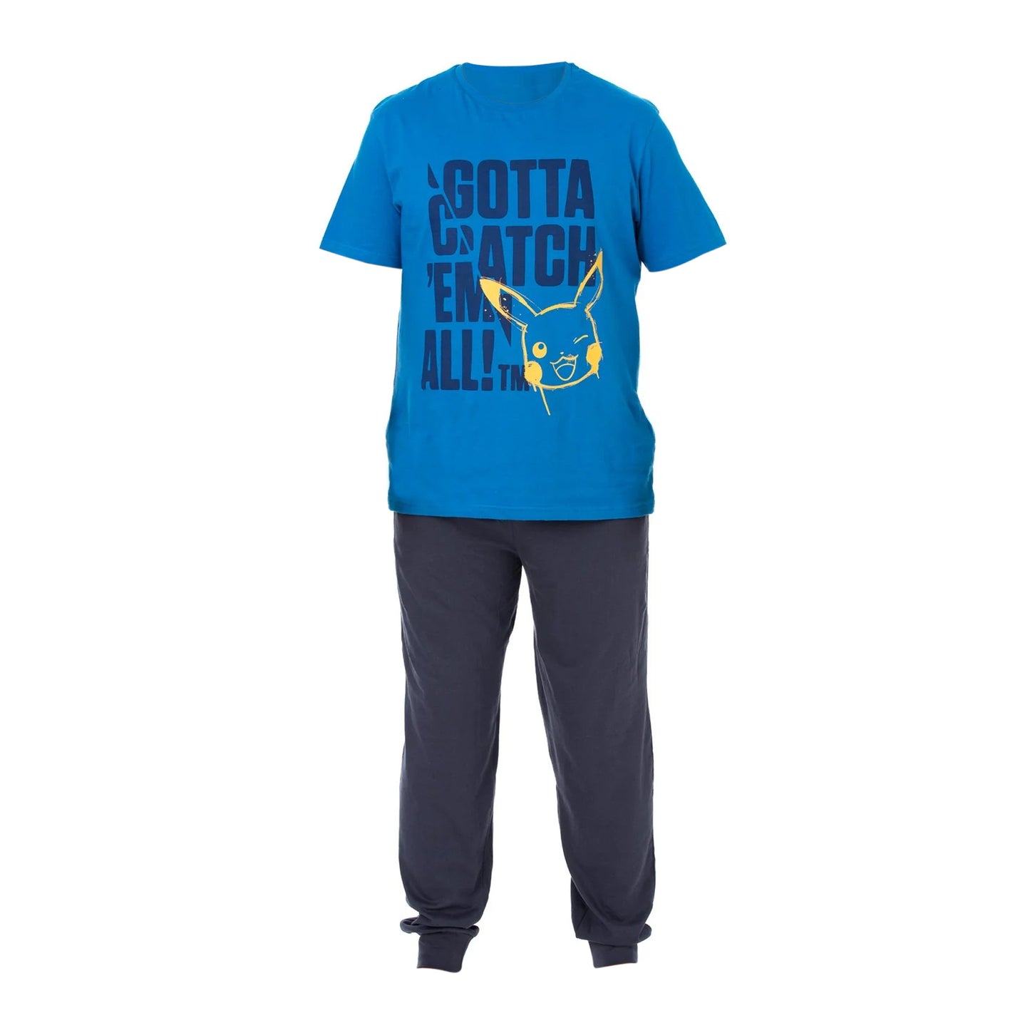 Blue-Navy Blue - Front - Pokemon Mens Gotta Catch Em All Long Pyjama Set
