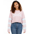 Pink-White - Close up - Barbie Womens-Ladies Logo Cropped Jumper