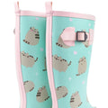 Mint Green-Pink - Side - Pusheen Womens-Ladies Wellington Boots