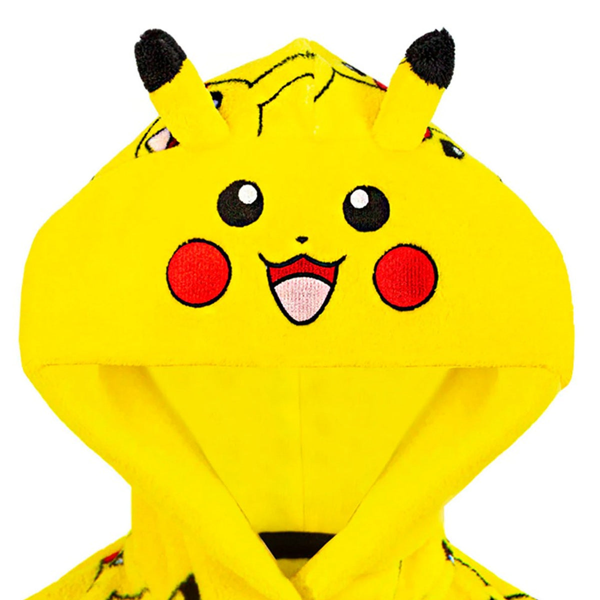 Yellow - Side - Pokemon Childrens-Kids Pikachu Front Pocket Robe