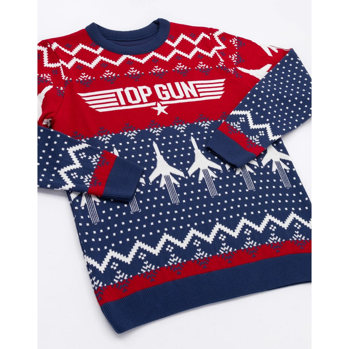 Blue-Red - Back - Top Gun Mens Knitted Christmas Jumper
