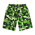 Green-Black - Close up - Minecraft Boys Gamer Long Pyjama Set