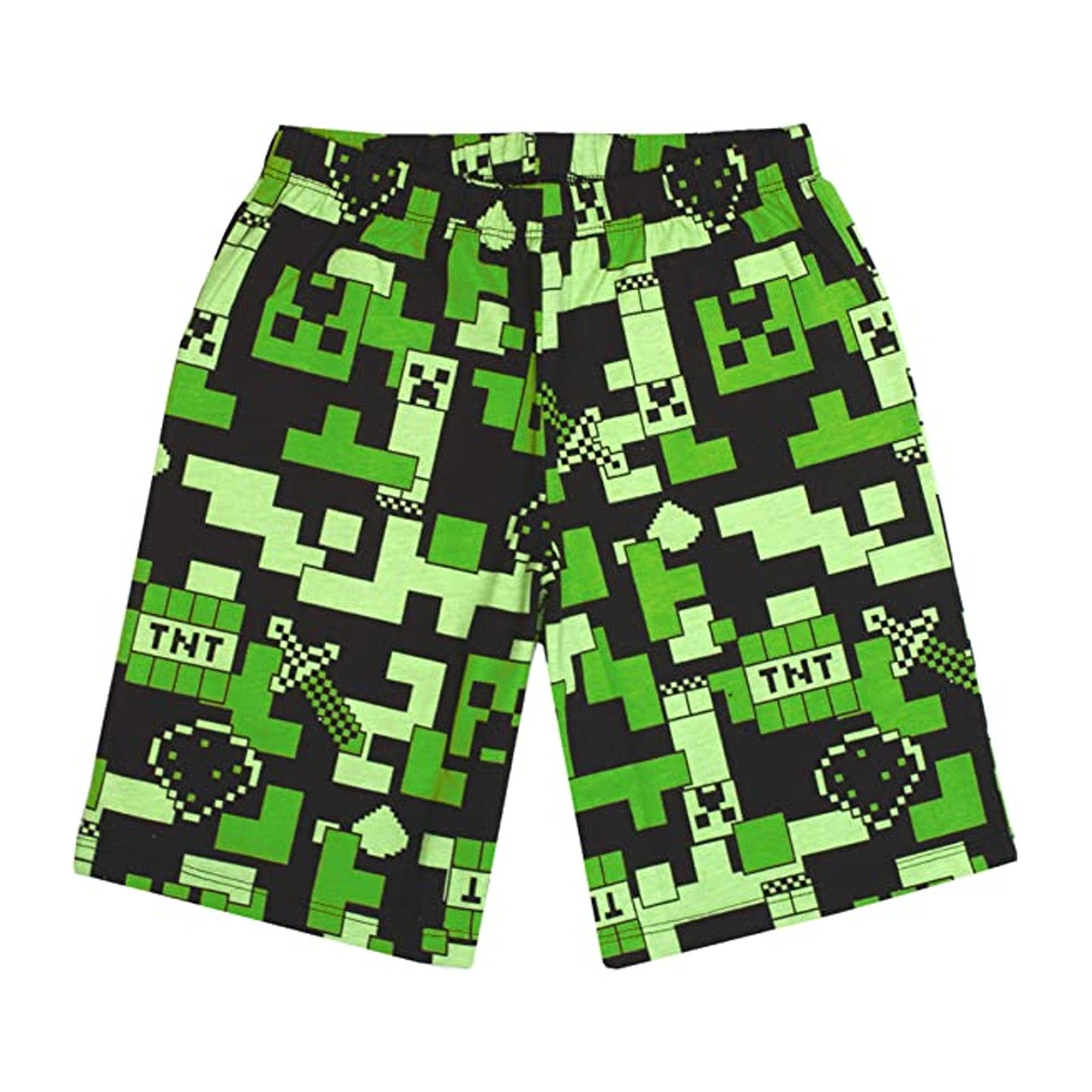 Black-Green - Close up - Minecraft Boys Gamer Long Pyjama Set