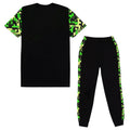 Black-Green - Back - Minecraft Boys Gamer Long Pyjama Set