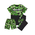 Green-Black - Front - Minecraft Boys Gamer Long Pyjama Set