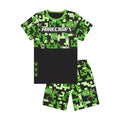Green-Black - Back - Minecraft Boys Gamer Long Pyjama Set