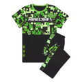 Green-Black - Side - Minecraft Boys Gamer Long Pyjama Set