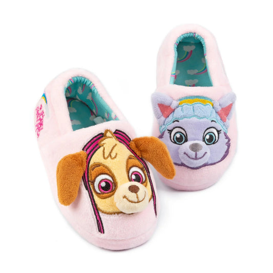 Pink-Blue - Front - Paw Patrol Girls Skye & Everest 3D Ears Slippers